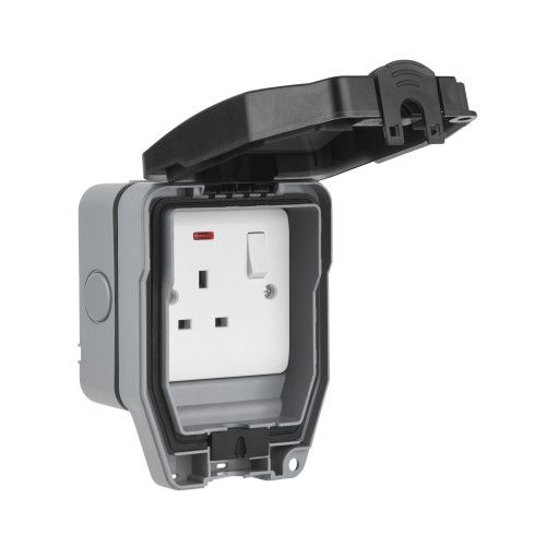IP66 1 Gang Single 13 Amp Switched DP Weatherproof Socket 
